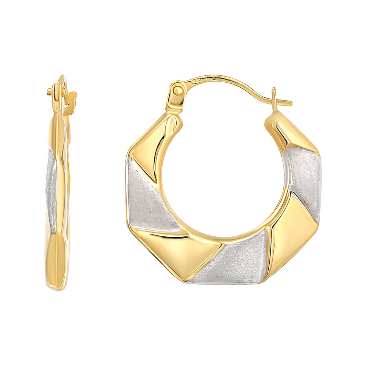 Candela 14kt. Two-Tone Octagonal Hoop Earrings