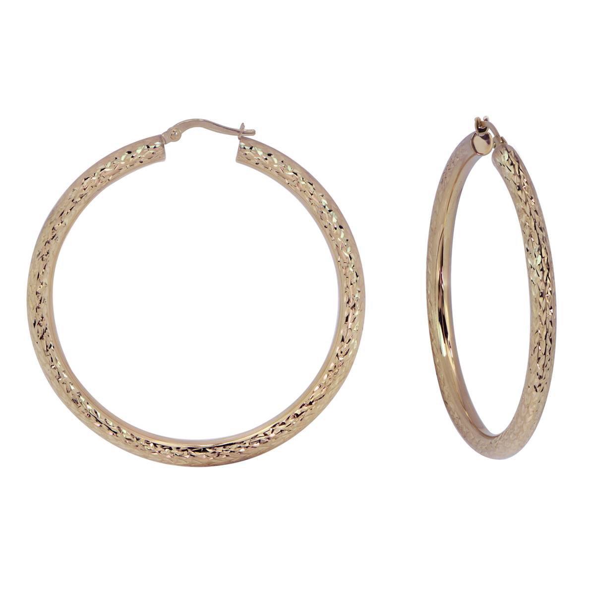 Candela 14kt. Gold Full Diamond Cut Hoop Earrings