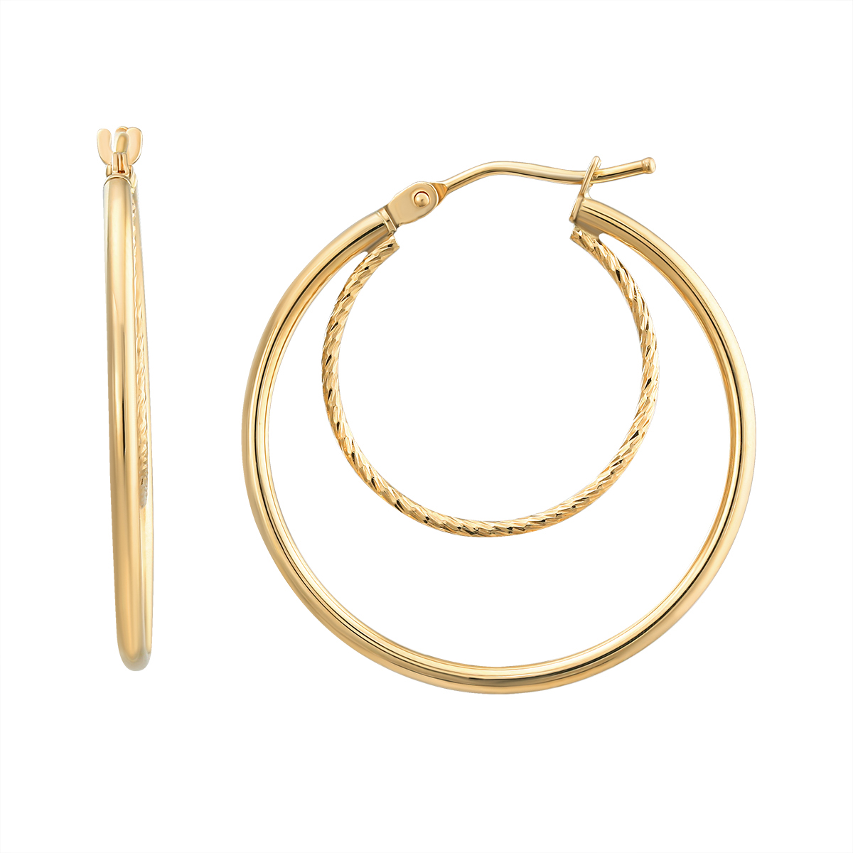 Candela 14kt. 2-Row Polished Rope Tube Hoop Earrings