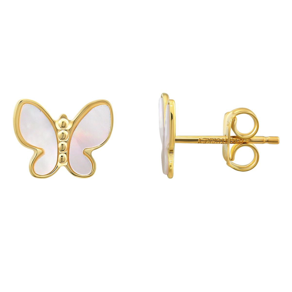 Candela 14kt. Gold & Mother Of Pearl Butterfly Stud Earrings