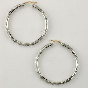 Candela Sterling Silver Diamond Cut Hoop w/14kt. Gold Post