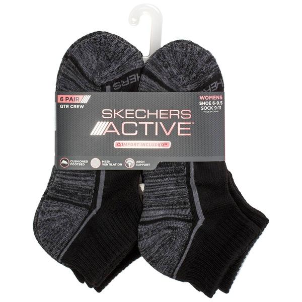 Womens Skechers 6pk. Terry Quarter Crew Socks alternate view