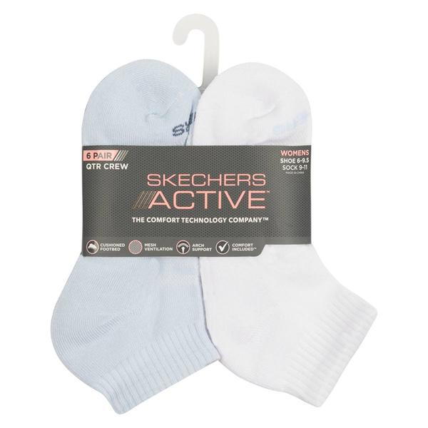 Womens Skechers 6pk. 1/2 Terry Quarter Crew Athletic Socks