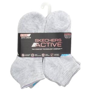 Womens Skechers(R) 6pk. Half Cushion Quarter Crew Socks