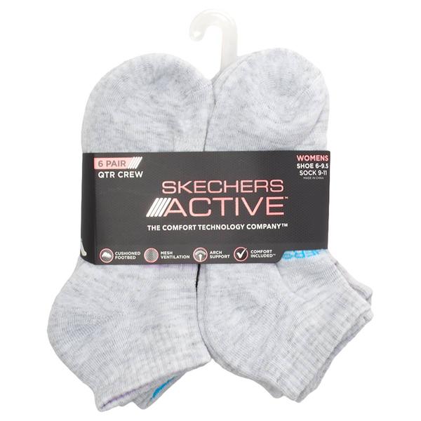Womens Skechers 6pr. Half Cushion Quarter Crew Socks alternate view
