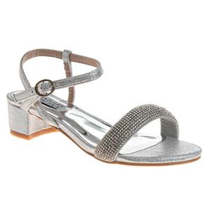 Big Girls Badgley Mischka Low Heeled Rhinestone Dress Sandals