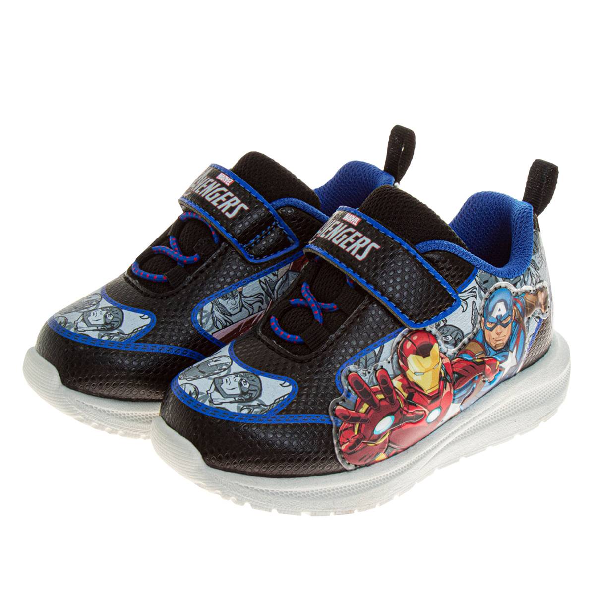 Little Boys Marvel Iron Man& Captain America Light Up Sneakers