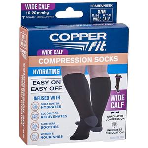 Womens Copper Fit Hydrating Compression Sock-Wide Calf-S/M