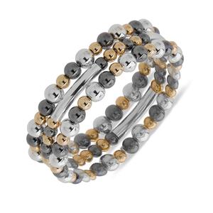 Nine West 2.25in. Tri-Tone 3-Row Ball Stretch Bracelet Set