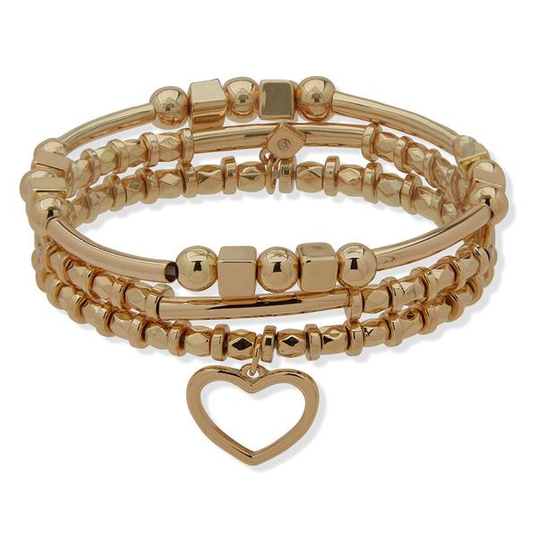 Nine West Gold-Tone Heart Charm Beaded Bracelet Set alternate view