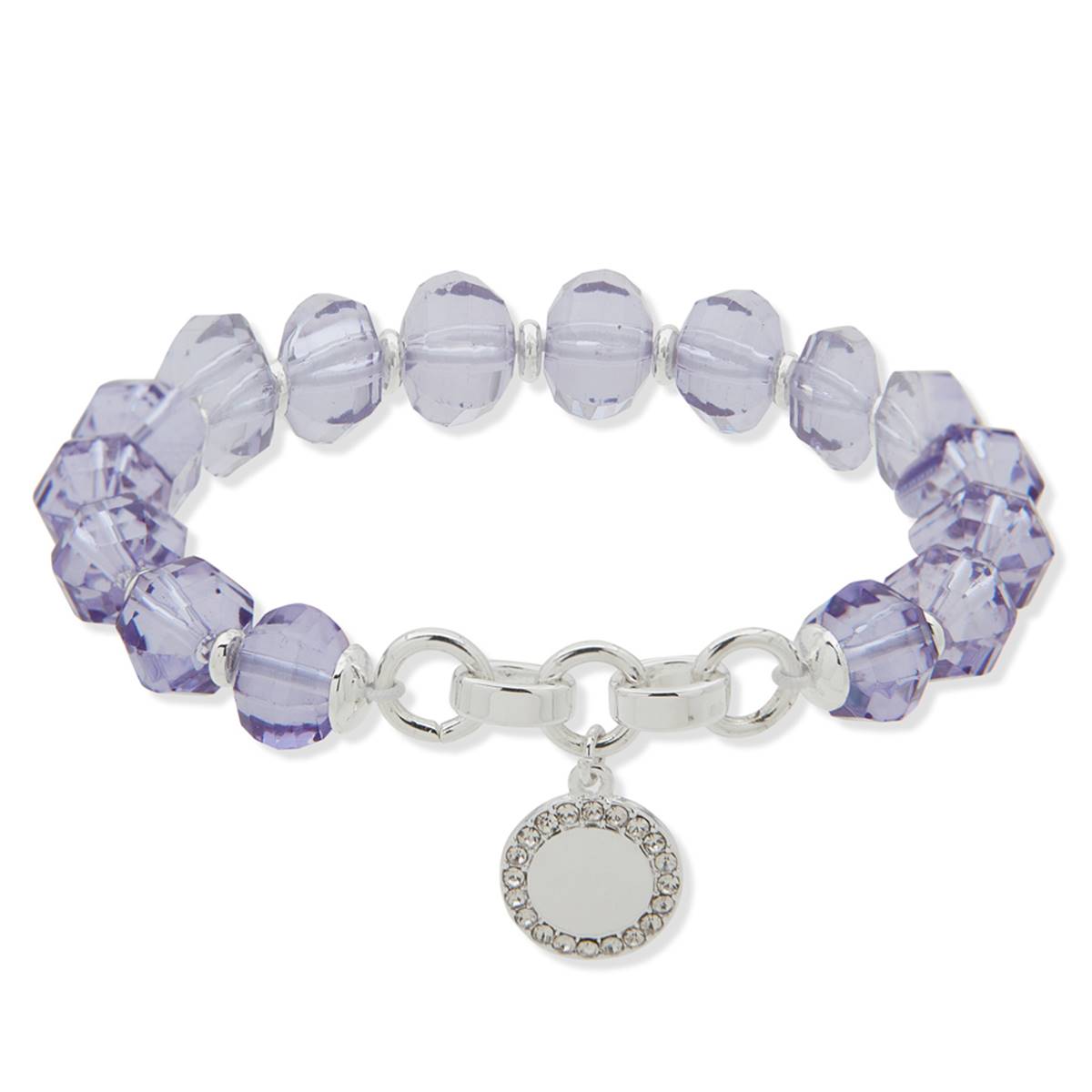 Nine West Silver-Tone Tanzanite Fireball Stretch Bracelet