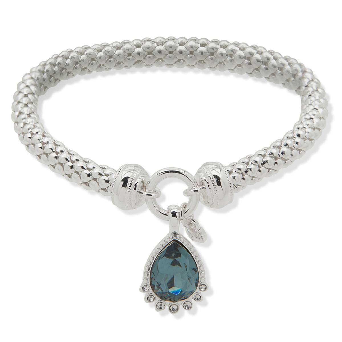 Nine West Silver-Tone & Blue Popcorn Stretch Bracelet