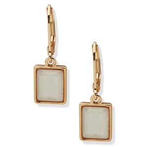 Nine West Gold-Tone Mother of Pearl Square Stone Drop Earrings
