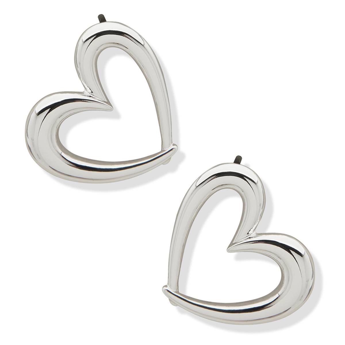 Nine West Silver-Tone Puffy Heart Stud Post Earrings