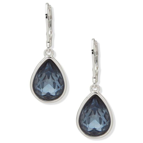 Nine West Silver-Tone Denim Blue Stone Drop Earrings