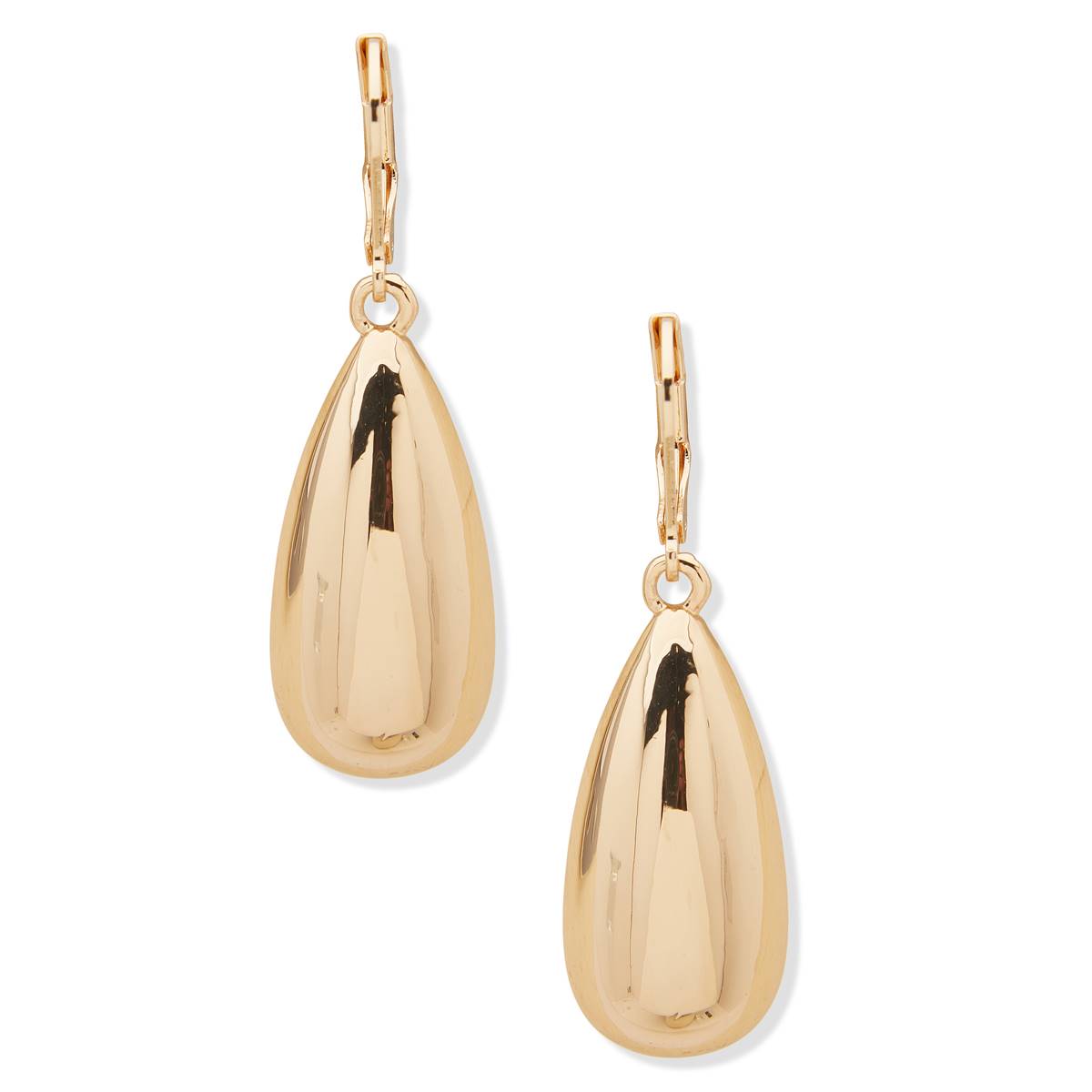 Nine West Gold-Tone Puffy Teardrop Leverback Drop Earrings