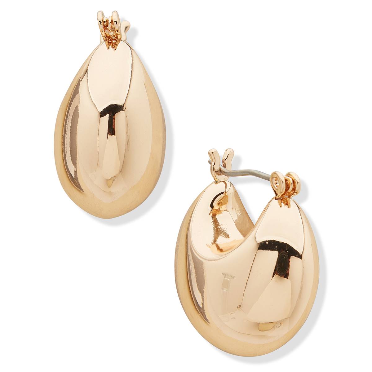 Nine West Gold-Tone Puffy Hoop Click-Top Earrings