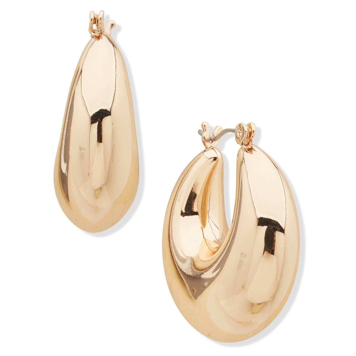 Nine West Gold-Tone Puffy Crescent Hoop Earrings