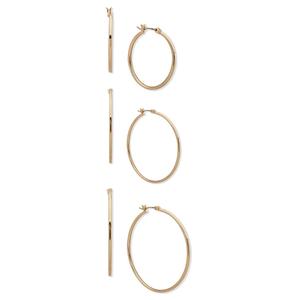 Nine West 28mm/34mm/44mm Gold-Tone Hoop Trio Earrings alternate view