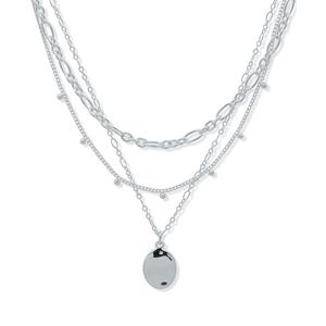 Nine West Silver-Tone Multi-Row Chain Pendant Necklace