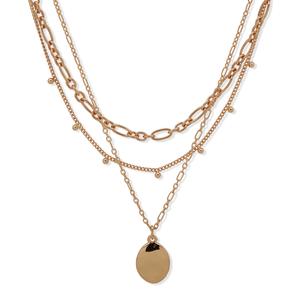 Nine West Gold-Tone Multi Row Chain Pendant Necklace