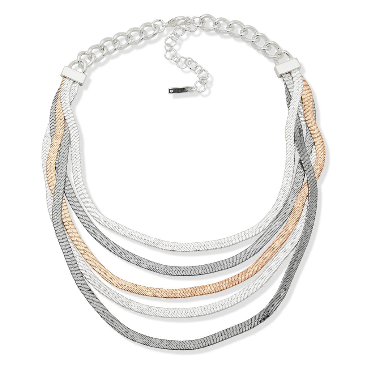 Nine West Tri-Tone 5-Row Multi-Strand Necklace