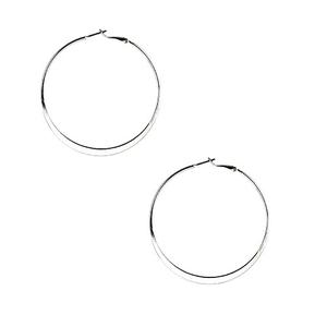 Nine West Large Silver-Tone Hoop Pierced Earrings
