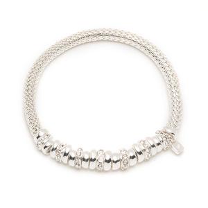 Nine West Silver-Tone & Crystal Beaded & Mesh Bracelet