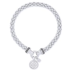 Nine West Silver-Tone Circle Charm Mesh Stretch Bracelet