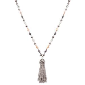 Nine West Tri-Tone 36in. Tassel Necklace