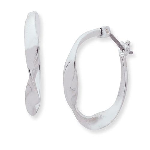 Nine West Silver-Tone Click Top Hoop Earrings