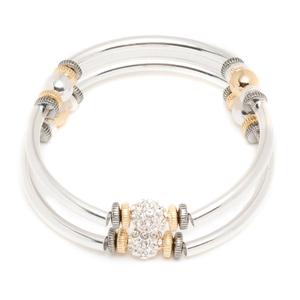 Nine West Set of 2 Tri-Tone Crystal Bangle Bracelets