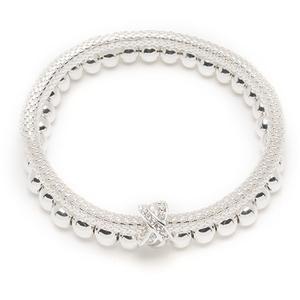 Nine West Silver-Tone 2 Row Stretch Bracelet