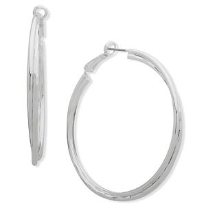 Nine West Silver-Tone Twisted Large Hoop Earrings