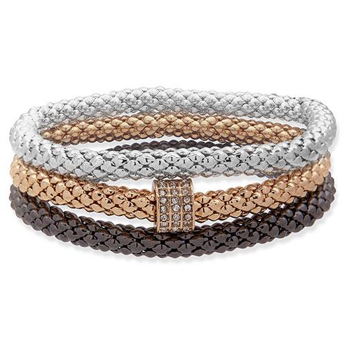 Nine West Tri-tone Mesh 3 Row Stretch Bracelets