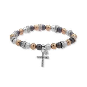 Nine West Tri-Tone Cross Stretch Bracelet