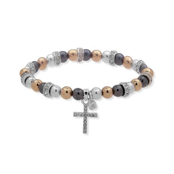 Nine West Tri-Tone Cross Stretch Bracelet