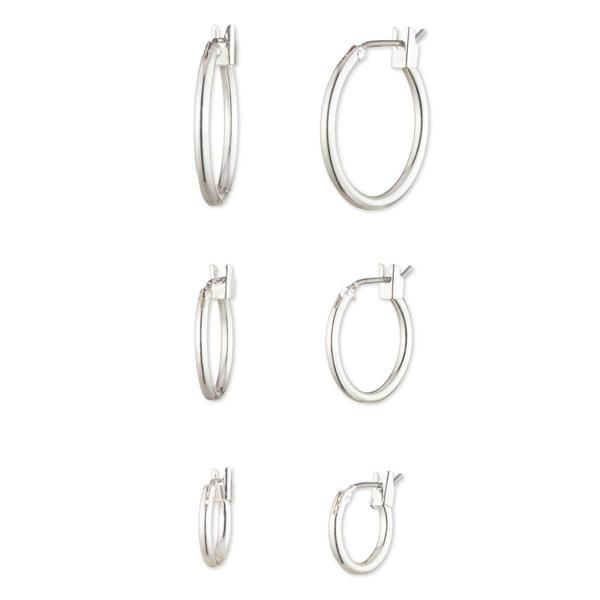Nine West Silver Small Hoop 3pr. Hoop Earrings