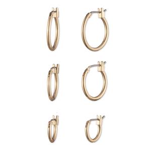 Nine West Gold Small 3pr. Hoop Earrings