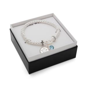 Nine West Silver-Tone Blue Sand Dollar Stretch Bracelet