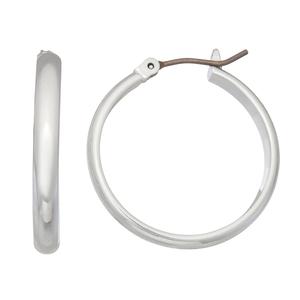 Nine West Silver-Tone 25mm Medium Smooth Hoop Earrings