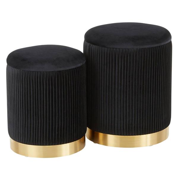 LumiSource Marla Contemporary Nesting Pleated Ottoman Set