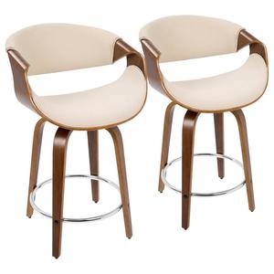 LumiSource Curvini Mid-Century Modern Counter Stools - Set of 2