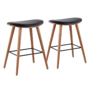 LumiSource Saddle Mid-Century Modern Counter Stools - Set of 2