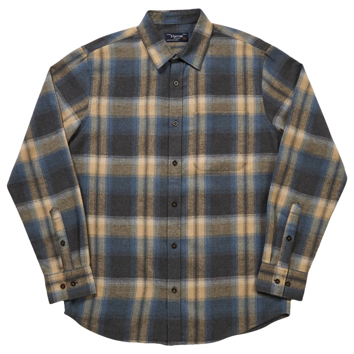 Mens Visitor Long Sleeve Plaid Flannel Shirt