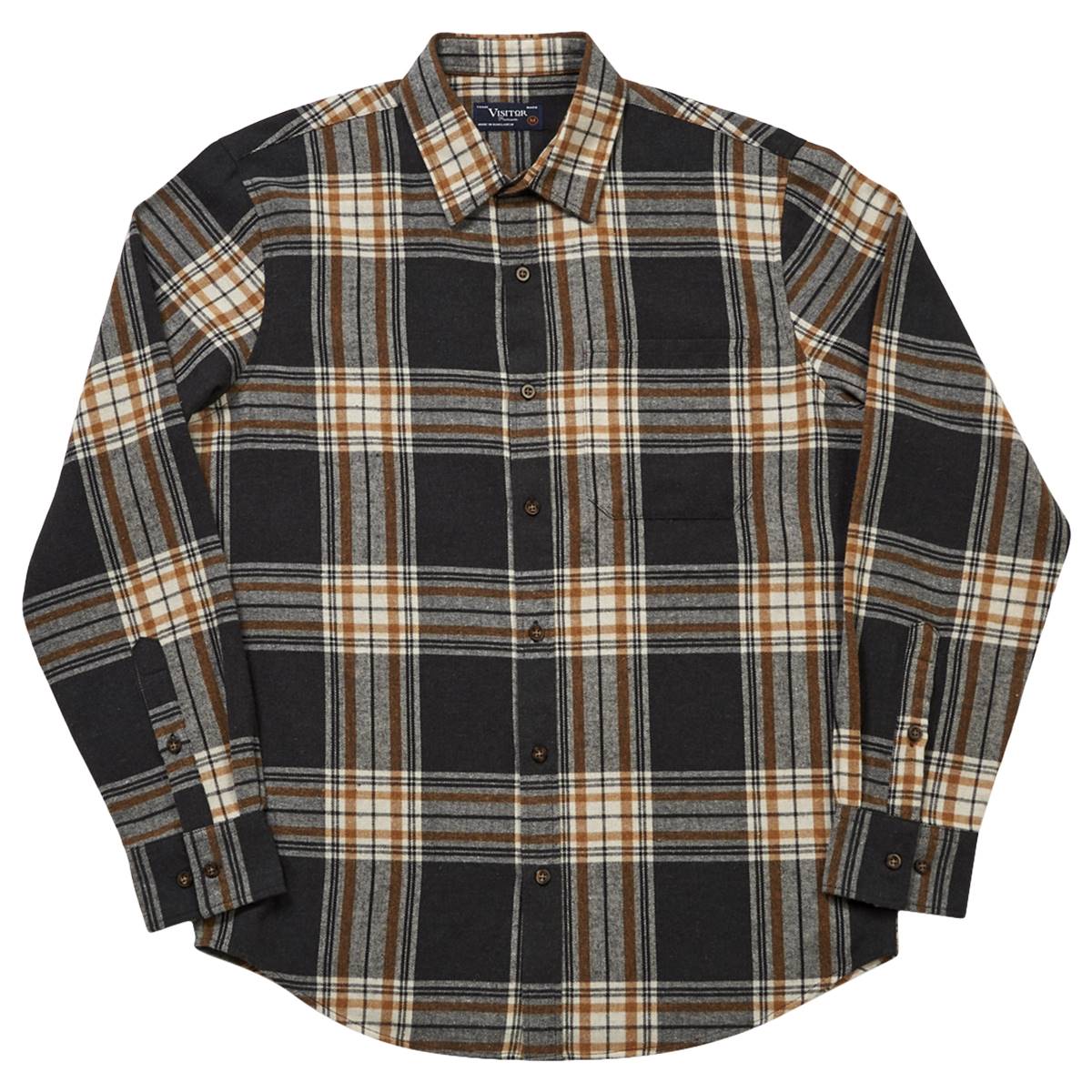 Mens Visitor Long Sleeve Plaid Flannel Shirt