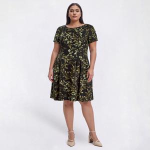 Plus Size Connected Apparel Short Sleeve Leaf Sheath Dress