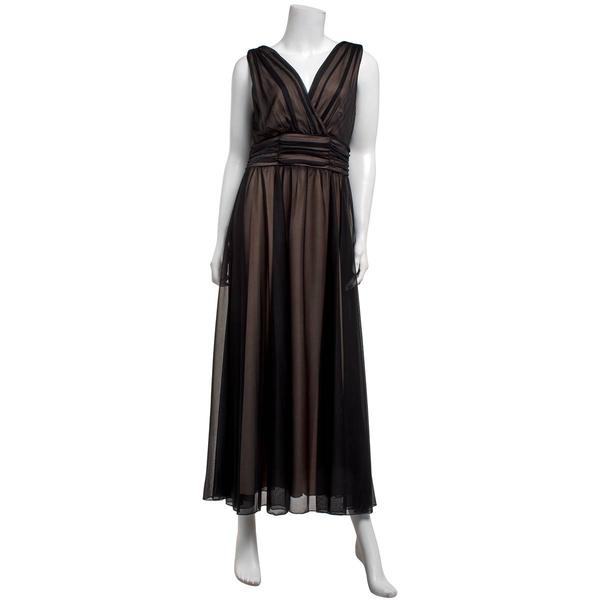 Petite Connected Apparel Surplice Neck Ruched Waist Evening Gown