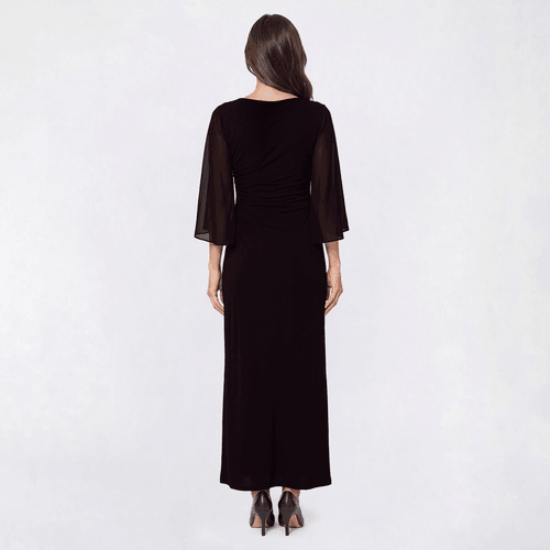 Petite Connected Apparel Sheer Cape Sleeve Ruched Evening Gown alternate view