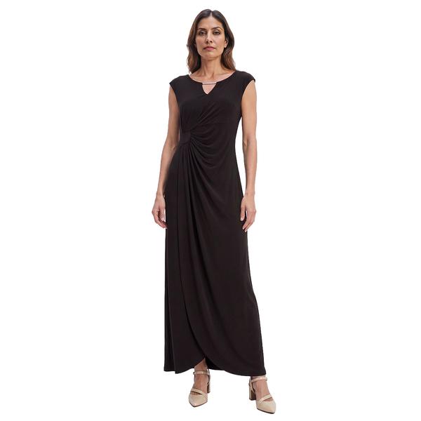 Petite Connected Apparel Sleeveless Rhinestone Neck Wrap Dress alternate view